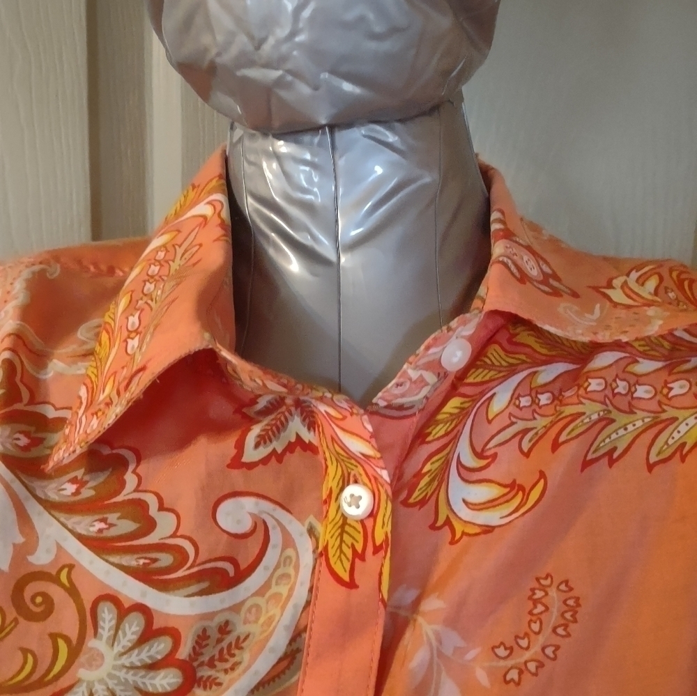 George Designs By Mark Eisen Top Blouse Long Sleeve Paisley Size Medium (8/10) - Picture 3 of 7